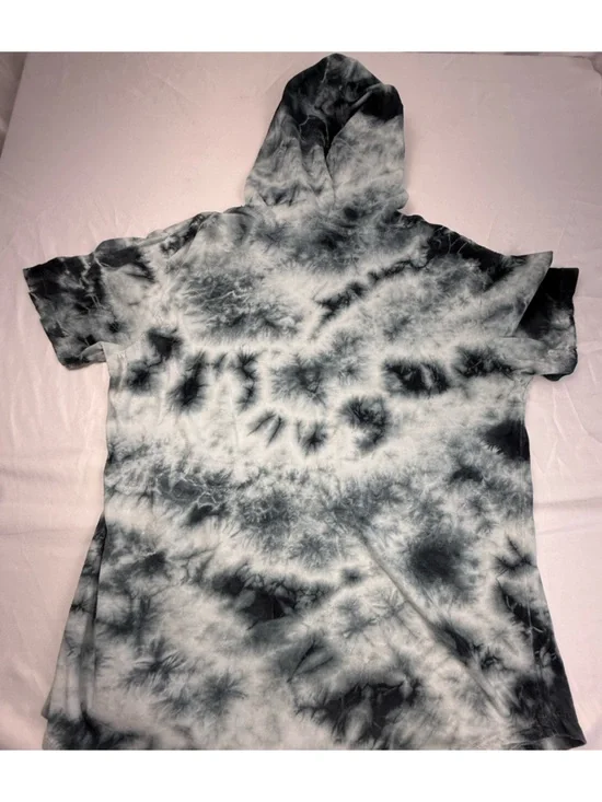 DIKOTOMY Savage Graphic Tie Dye Hoodie T-Shirt Short Sleeve Gray Black M - Picture 8 of 8